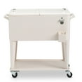 thumbnail image 1 of 80QT Rolling Cooler Cart with Lockable Wheels, Portable Beverage Bar, Stand-Up Cooler Trolley with Open Shelf and Drainage Cap for Outdoor Activity - Includes Bottle Opener & Bottle Cap Catcher, White, 1 of 9