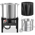 thumbnail image 1 of 80QT Seafood Boil Pot with 60QT Basket | Dust Cover | 16-Inch Skimmer | Crawfish Boiler & Crab Boil Pot | 110,000BTU Jet-Burner | 20PSI CSA Certified Regulator | Ideal for Outdoor Cooking, 1 of 15