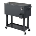 thumbnail image 1 of 80Qt All-In-One Cooler Cart With Bottle Opener, Lower Storage Shelf and Cap Catcher, Outdoor Party Rolling Cooler With Lockable Wheels For Pool Side, Patio, Balcony, Black(34.25 x 15.16 x 35.83)", 1 of 9