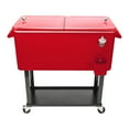 thumbnail image 1 of 80Qt All-In-One Cooler Cart With Bottle Opener, Lower Storage Shelf and Cap Catcher, Outdoor Party Rolling Cooler With Lockable Wheels For Pool Side, Patio, Balcony, Red(35.83 x 34.25 x 18.9)", 1 of 9