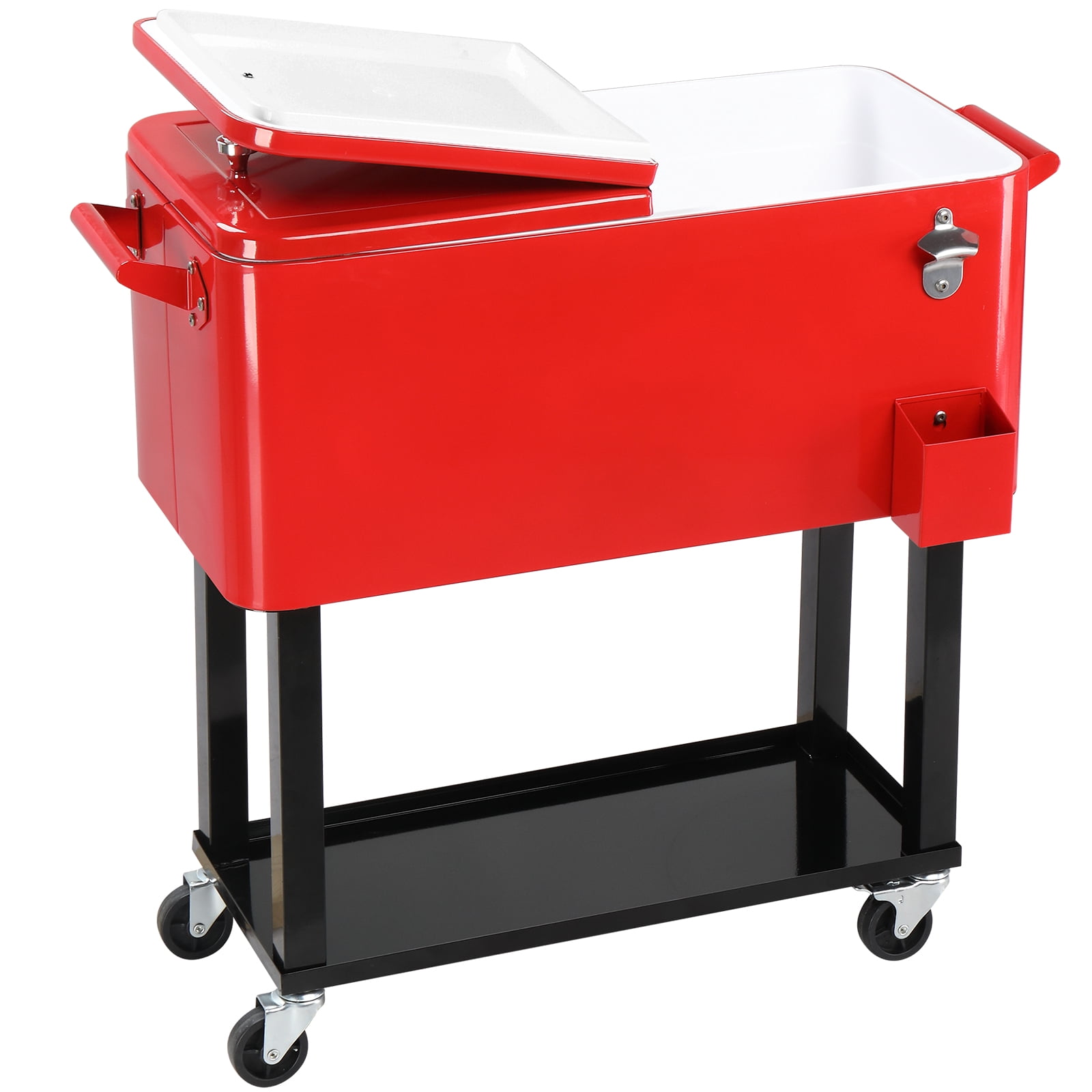80Qt Square Foot Tube With Drain Pipe Freezer Incubator, Red