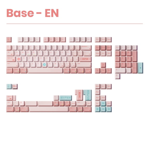 80Retros Game Boy Style Pink Candy PBT Keycap Set, Retro Gaming Keycaps for Mechanical Keyboard, 140 Keys Full Set