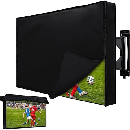 ASTRAEA Outdoor TV Cover 32", 600D Heavy Duty 5 Season Weatherproof TV Protector with Waterproof Zipper & Remote Control Pocket for Outside Flat Screen TV, LED, LCD, OLED TVs, Black
