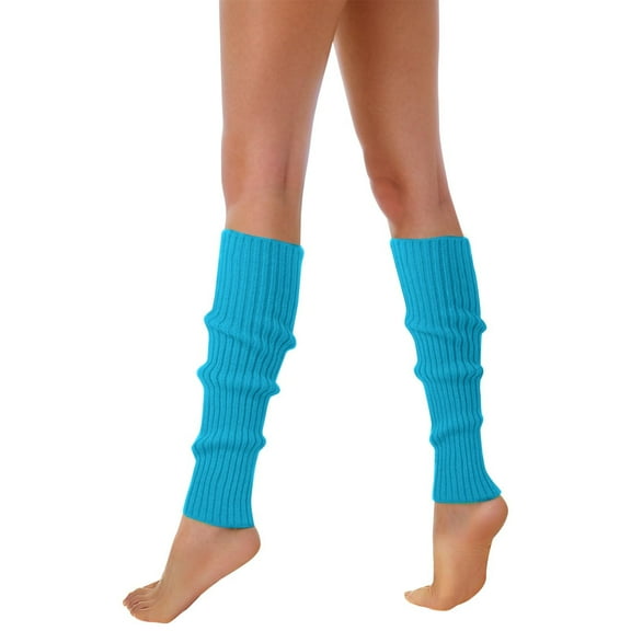 80S 90S Leg Warmers For Women Neon Ribbed Leg Socks Stylish Accessories Colorful Fluorescent Wool Knitted Sock Sleeves Sky Blue One Size