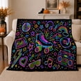 thumbnail image 1 of 80S 90S Roller Skating Disco Neon Doodle Party, Cozy Friendship Quote Scene, Warm Flannel Blanket for Living Room and Reading Nook, Art Lovers Friendship Gift, Fantasy Home Decor, 1 of 9