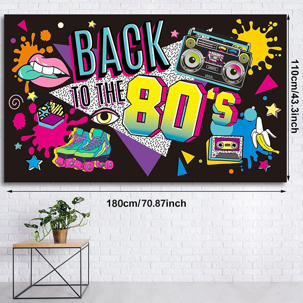 80S 90s Background Decoration Back To The 90s Backdrop Radio Skateboard ...