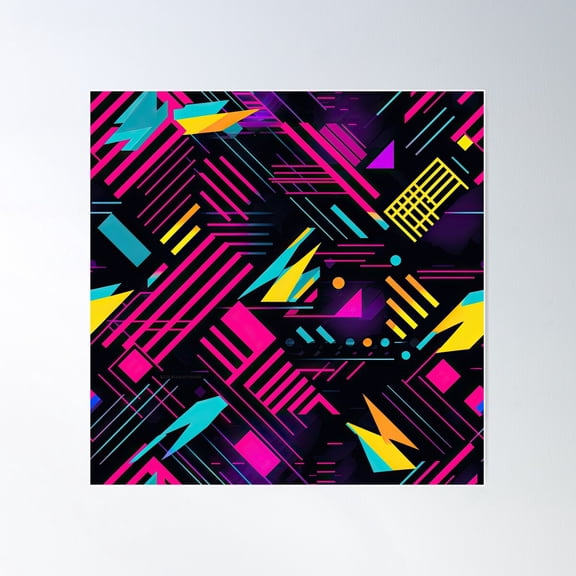 80S And 90S Retro Pop Synthwave Pattern Poster Wall Art, Modern Wall Decor For Living Room Bedroom, 30x30 UNFRAMED