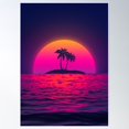 thumbnail image 1 of 80S Beach Sunset Vaporwave Poster Wall Art, Modern Wall Decor For Living Room Bedroom, 8x12 UNFRAMED, 1 of 3