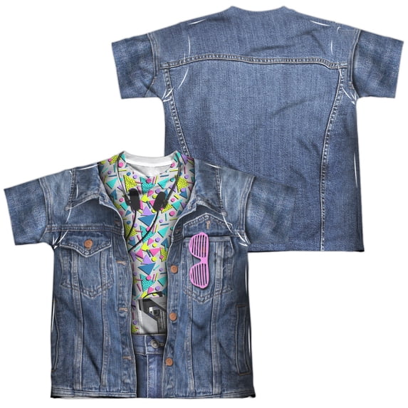 80S Costume (Front - Back Print) - Youth Short Sleeve Shirt - Small