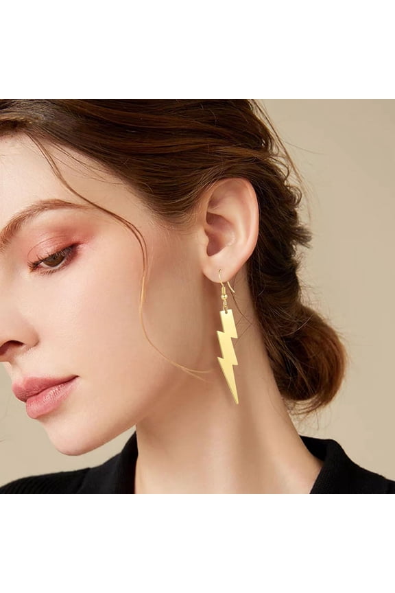 80S Dangle Earrings For Women Neon Lightning Bolt Op Earrings Minimalist Stainl Steel Geometric Statement Earings Jewelry[Z4102]