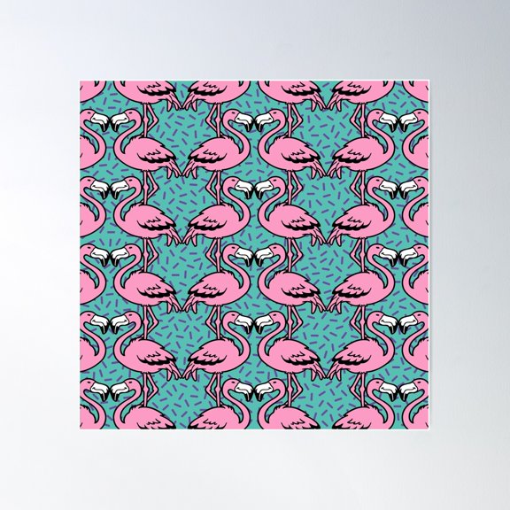 80S Deco Memphis Flamingo Pattern 221 Poster Wall Art, Modern Wall Decor For Living Room Bedroom, 30x30 UNFRAMED