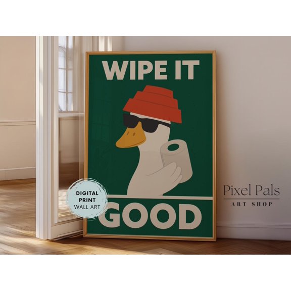 80S Goose Bathroom Print Retro