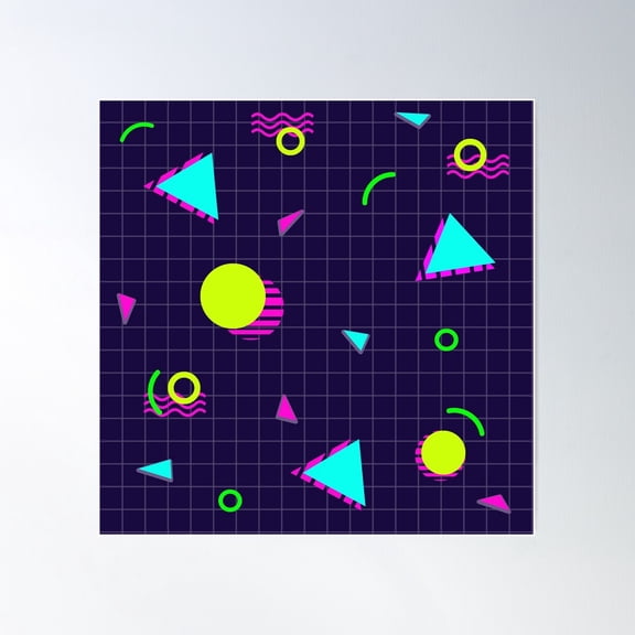80S Groovy Blue Neon Pattern Poster Wall Art, Modern Wall Decor For Living Room Bedroom, 30x30 UNFRAMED