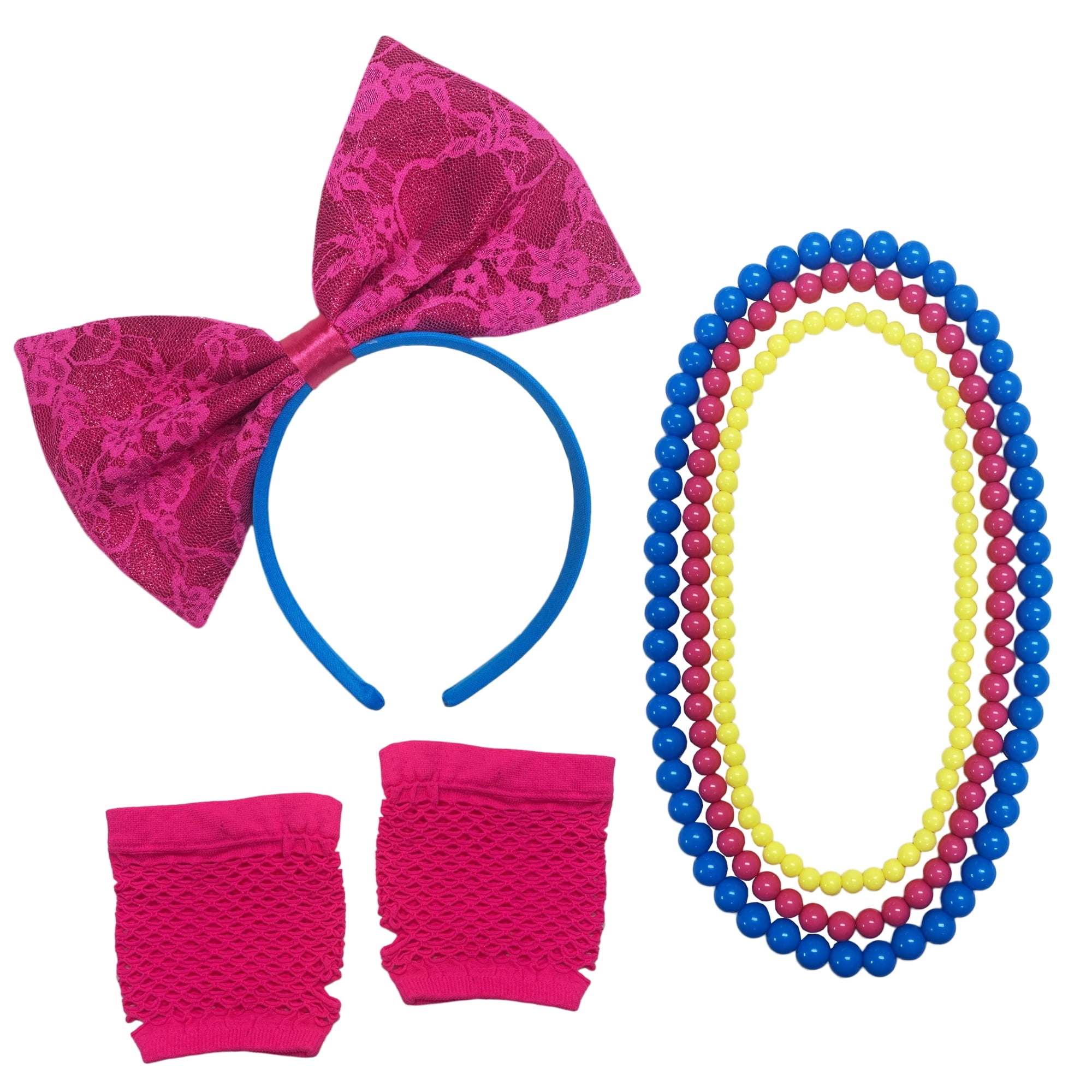 80s Costume Accessory Kit for Adults, Pink/Blue/Yellow, 6 Pieces, Halloween by Way To Celebrate
