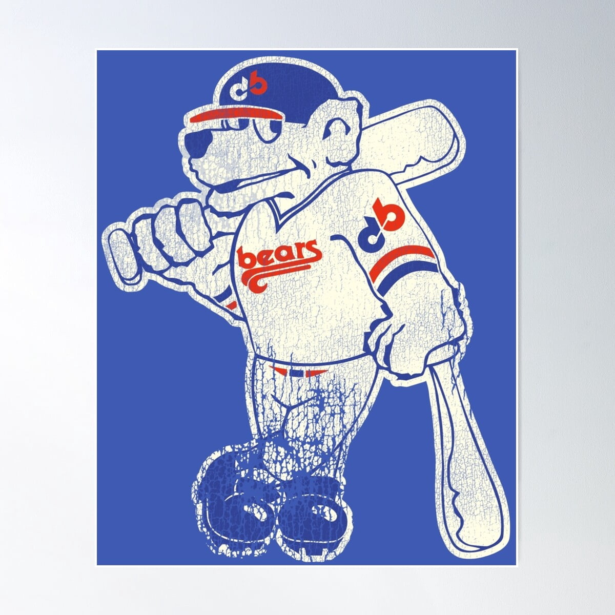80S Mascot Denver Bears Baseball Team Poster Wall Art, Modern Wall ...