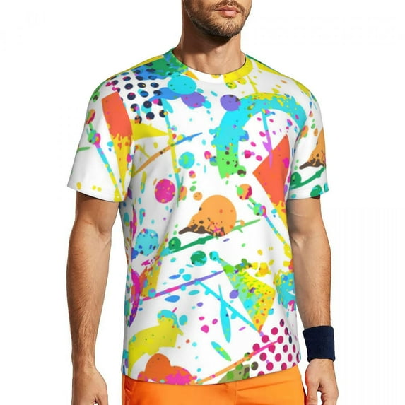 80S Neon Shapes T Shirt Summer Vintage Pattern Streetwear T-Shirts Popular Tshirt For Men