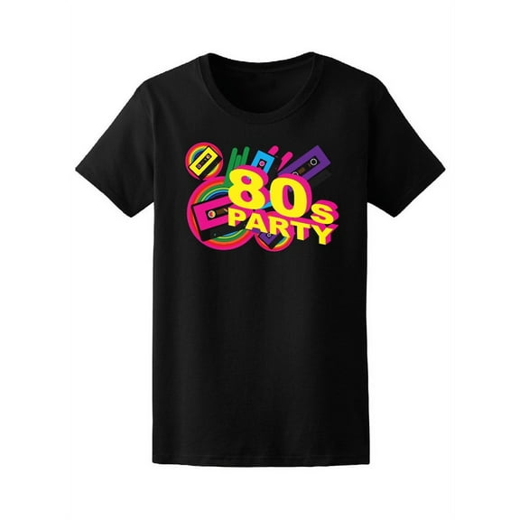 80S Party Vintage Doodles T-Shirt Women -Image by Shutterstock, Female Large