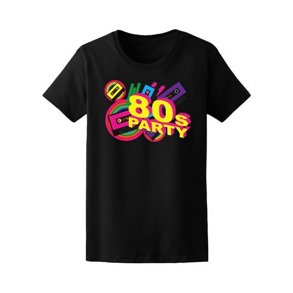 80S Party Vintage Doodles T-Shirt Women -Image by Shutterstock, Female Medium