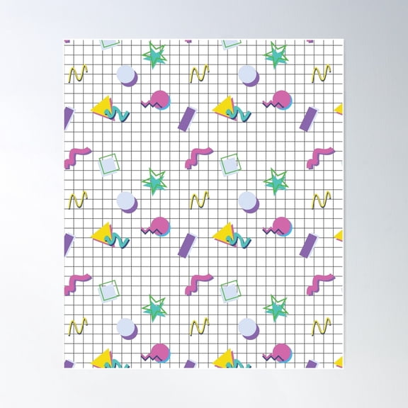 80S Retro Party Pattern Poster Wall Art, Modern Wall Decor For Living Room Bedroom, 24x36 UNFRAMED