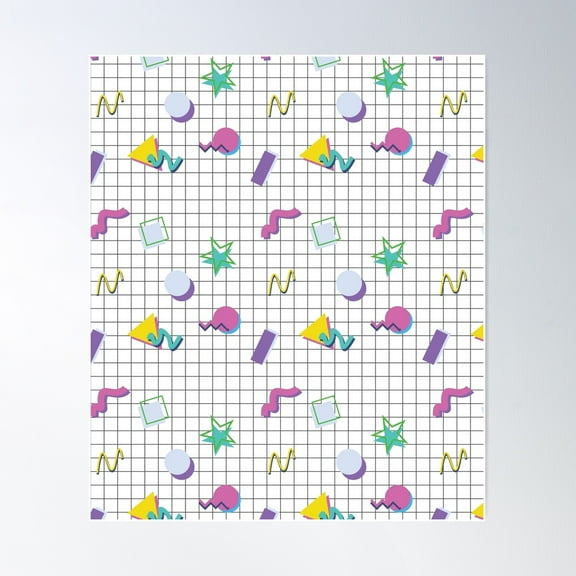 80S Retro Party Pattern Poster Wall Art, Modern Wall Decor For Living Room Bedroom, 8x12 UNFRAMED