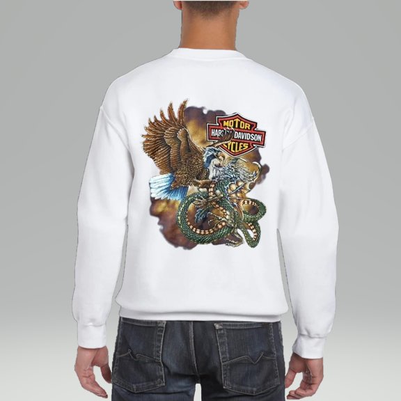 80S Vintage Harley Davidson Eagle Dragon SweatSweatshirt Back Side