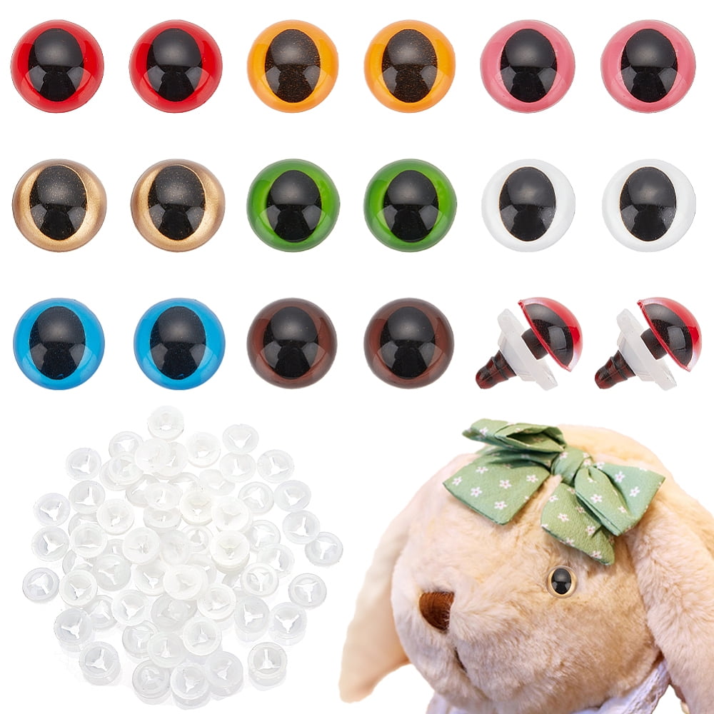 140pcs Safety Eyes Noses Lip, 15 Styles Craft Plastic Glitter Animal Eyes  Crochet Eyes with Washers Bear Nose and Human Mouth for Amigurumi Puppet