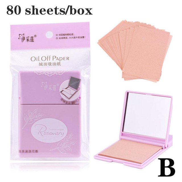 80Sheets/Box Face Oil Absorbing Paper Rose Face Wipes Case with Mirror
