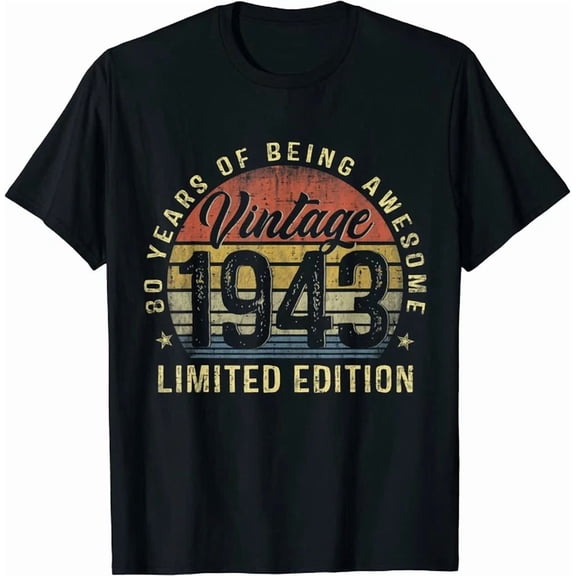 80Th Birthday Gifts 1943 Limited Edition 80 Year Old Unisex S-5Xl T-Shirt