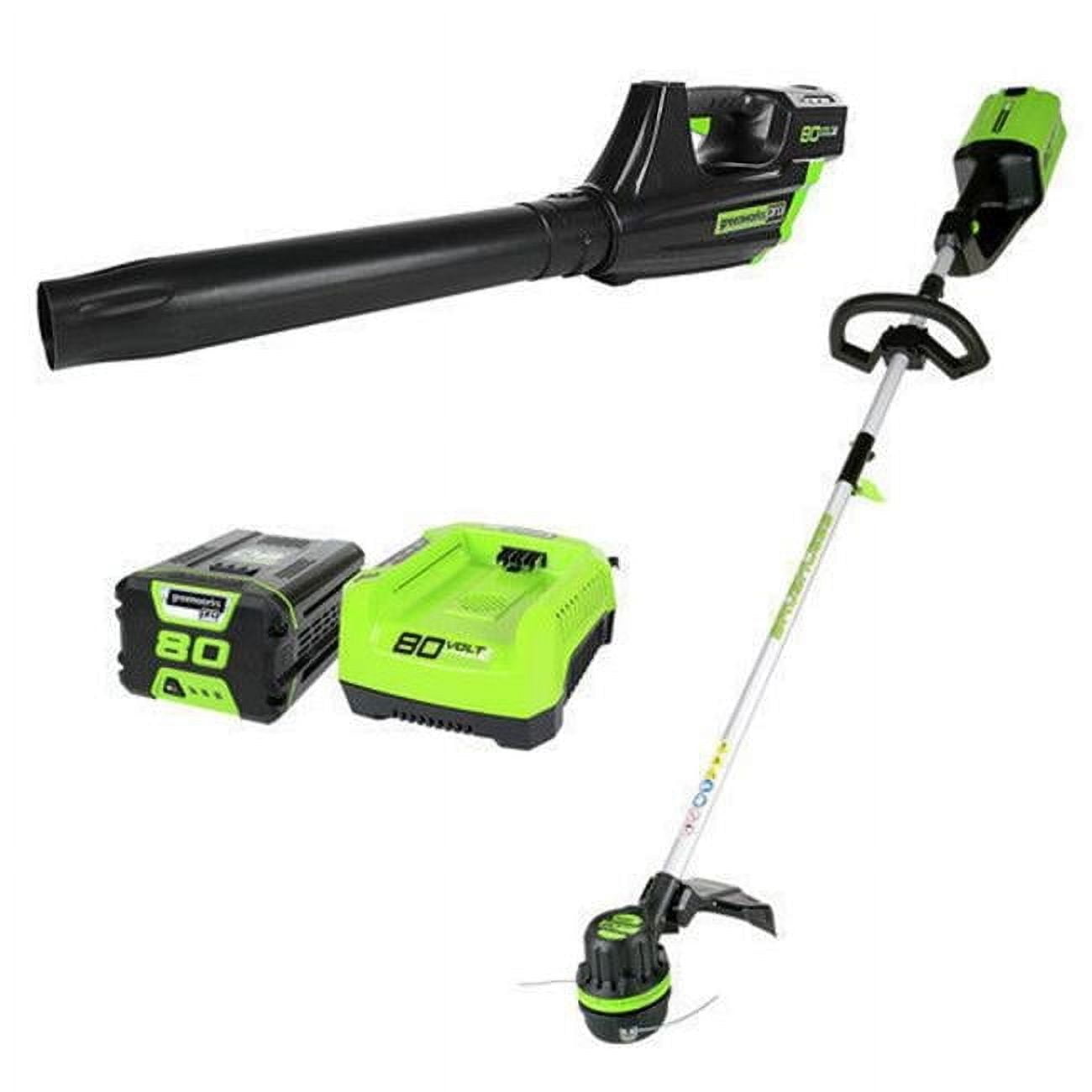80V Cordless String Trimmer & Blower Combo, Green & Black