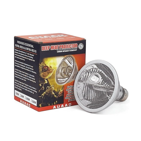 80W Deep Heat Projector Lamp for Reptiles - Infrared A & B Bulb with Reflector - Basking Heat Light for Bearded Dragons, Turtles, Snakes, Lizards & Amphibians
