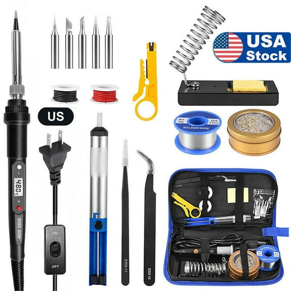 80W Electric Soldering Iron Kit, Adjustable Temperature Digital Display Repair Soldering Tool Electronic Circuit Board Precision Welding Small Tool Kit