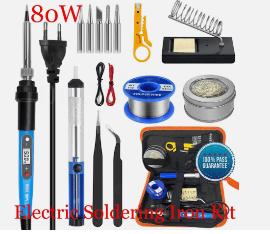 80W Electric Soldering Iron Kit – Soldering Gun Tool Set with Solder Wire & Desoldering Pump for Electronics Repair