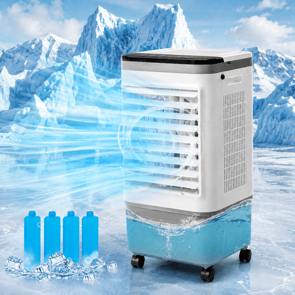 Evaporative Portable Air Cooler, 3-in-1 Air Cooler Fan & Humidifier, 461 CFM Indoor Outdoor Swamp Cooler for up to 215 Sq Ft, 5.28 Gal Water Tank, Remote, 4 Ice Packs, 12H Timer & Casters