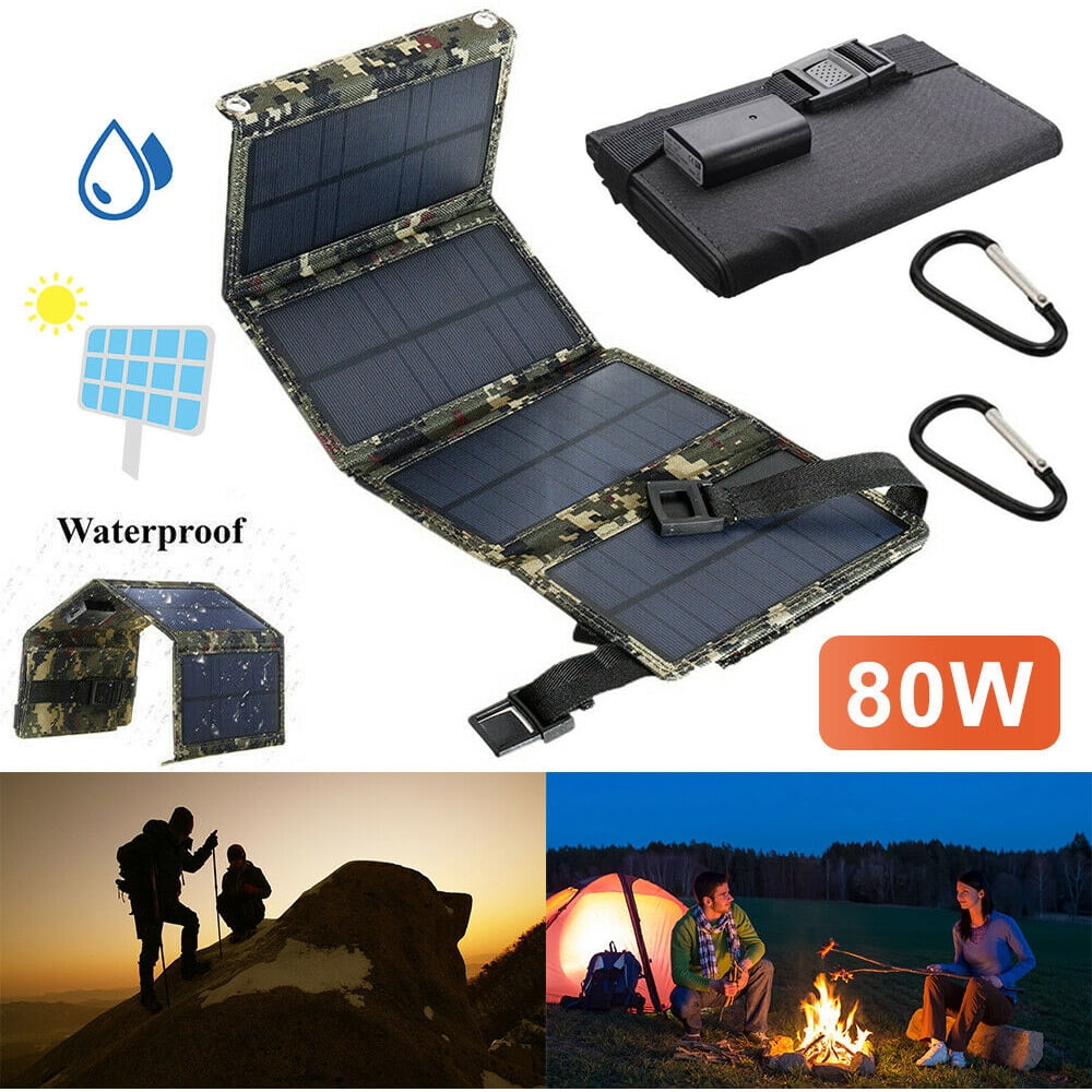 80W Foldable Solar Panel for Phone, Portable Power Station Generator, Solar Panel Charger, Black/1Pcs