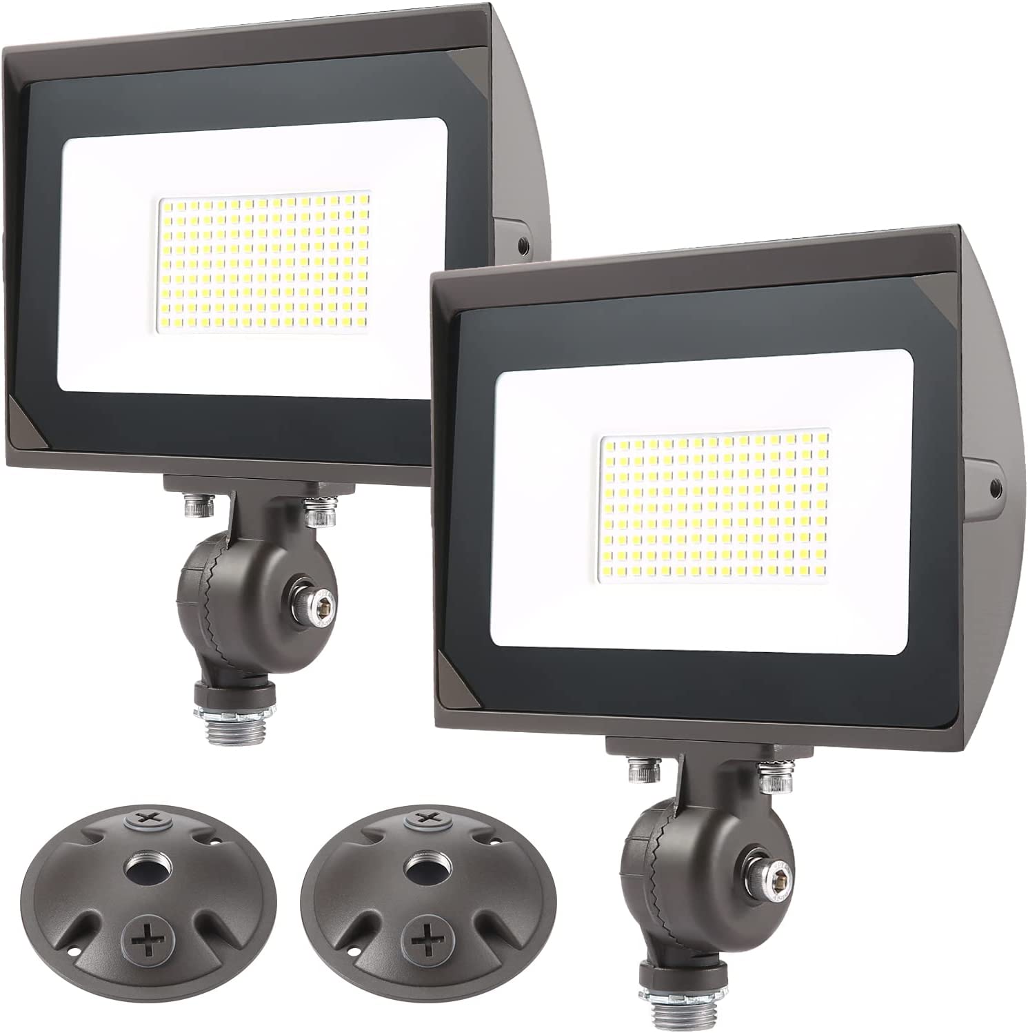 80W Outdoor LED Flood Light with 1/2" Knuckle Mount (Plate Included