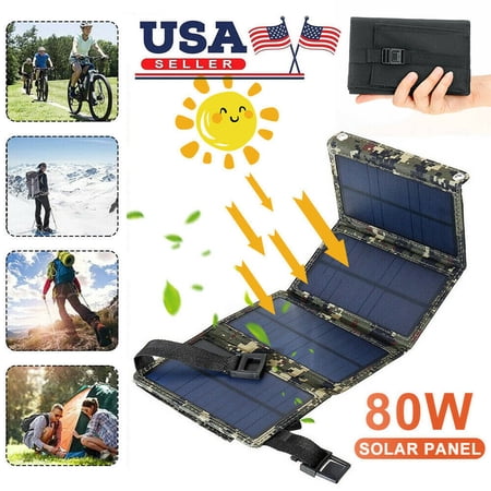 80W Foldable Solar Panel Kit Portable USB Charger for Camping, Power Stations and 5V Batteries