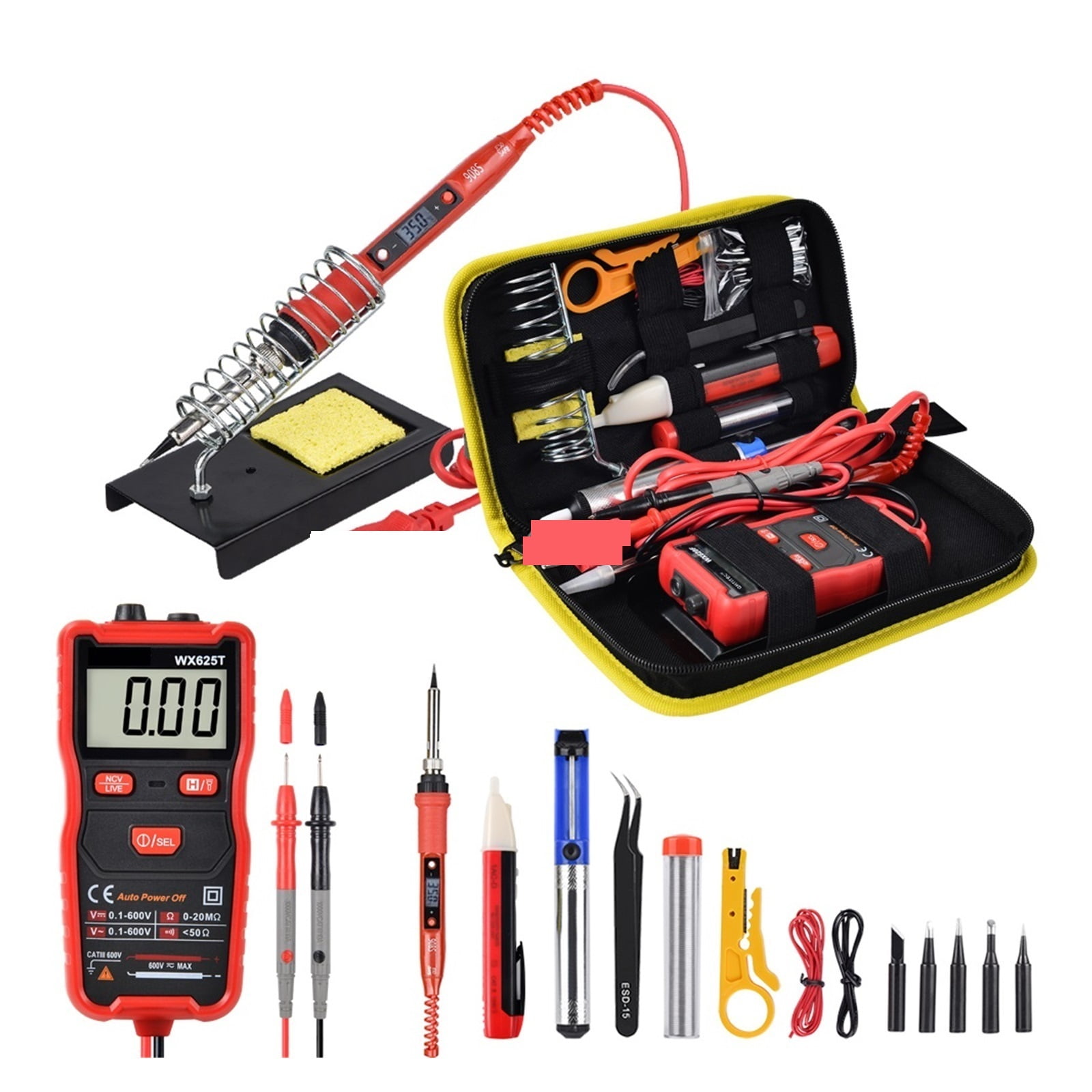 80W Soldering Iron Kit ,Adjustable Temperature LCD, With Multimeter Soldering Tips Desoldering Pump Welding Tools ,Accurate Temperature Control