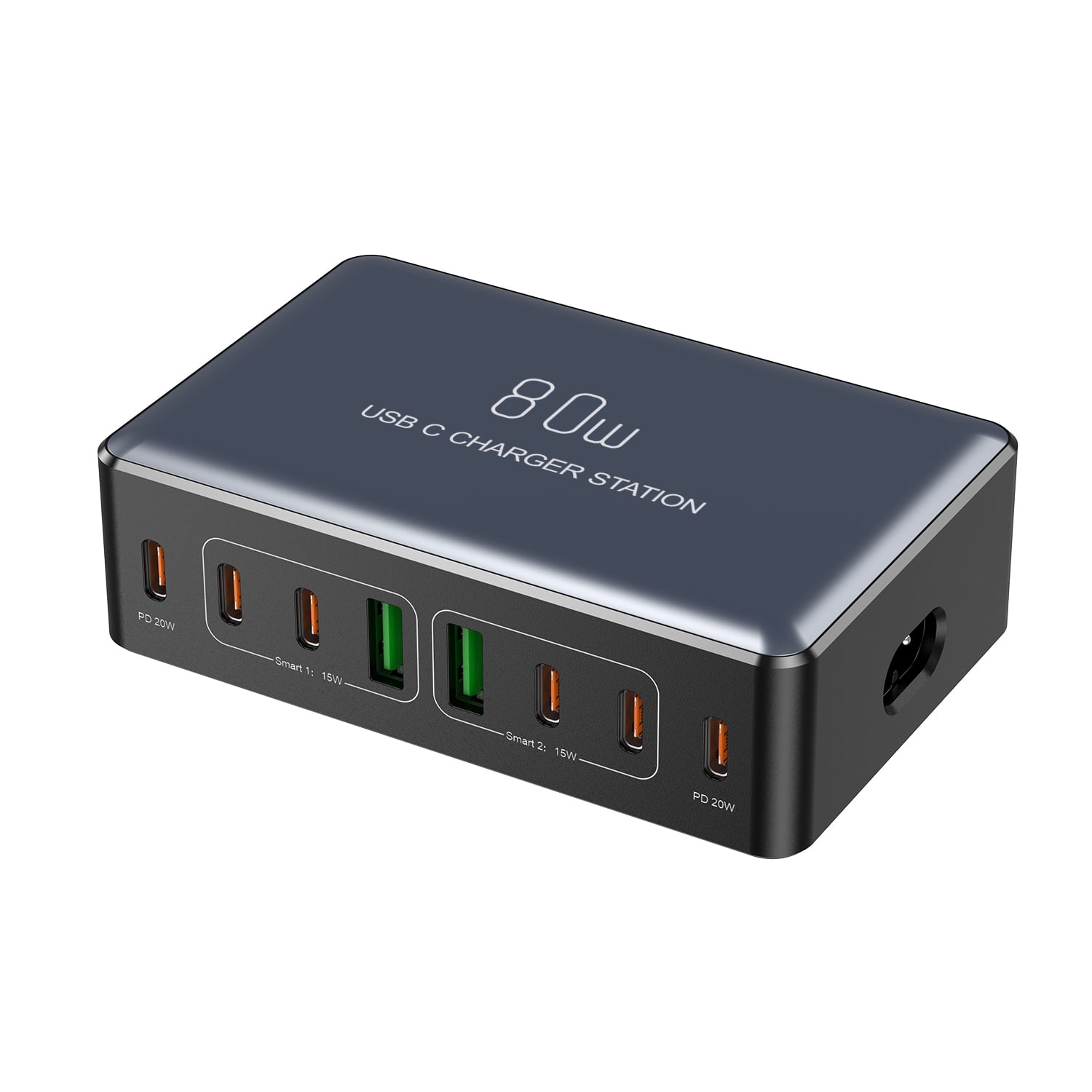 80W Usb C Charging Station, 8-Port Usb C And Usb A Multi Port Desktop Charger Adapter Plug Cube, 4-Foot Power Cord, Desktop Charging, Mobile Phone, Digital Fast Charging, Tablet Computer