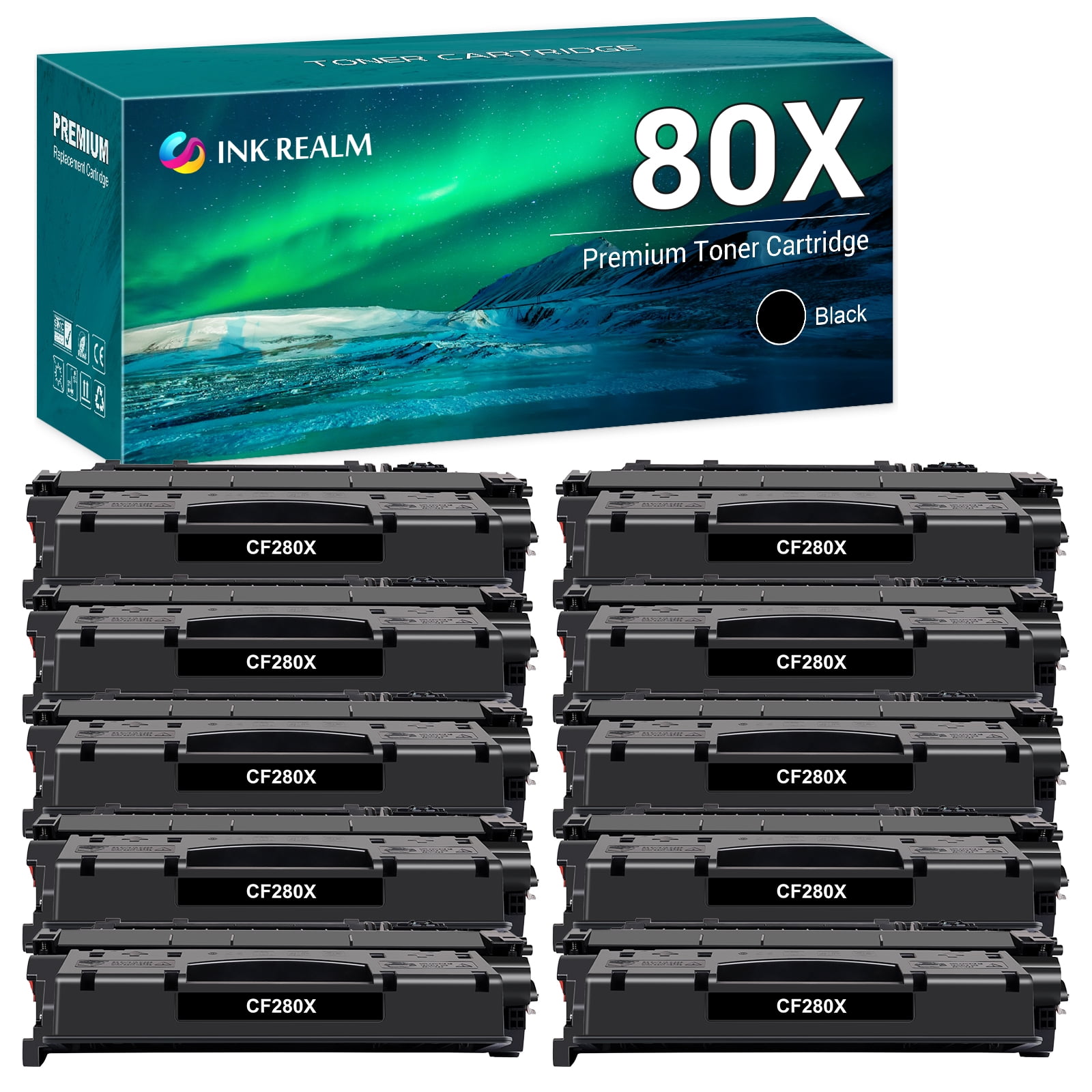 80X CF280X 10 Pack Toner Cartridge Compatible CF280XD Replacement for HP 80X CF280X 80A CF280A Toner Cartridge for HP Pro 400 M401A M401D M401N M401DNE MFP M425DN Printer Black