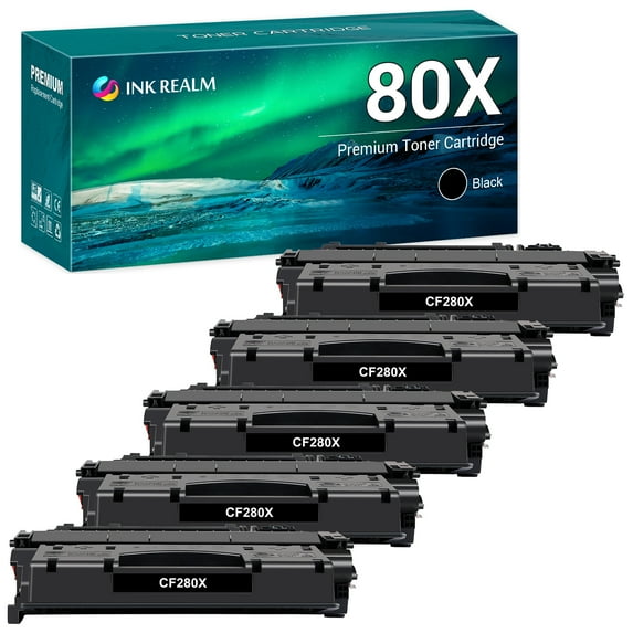 80X CF280X 5 Pack Toner Cartridge Compatible CF280XD Replacement for HP 80X CF280X 80A CF280A Toner Cartridge for HP Pro 400 M401A M401D M401N M401DNE MFP M425DN Printer Black