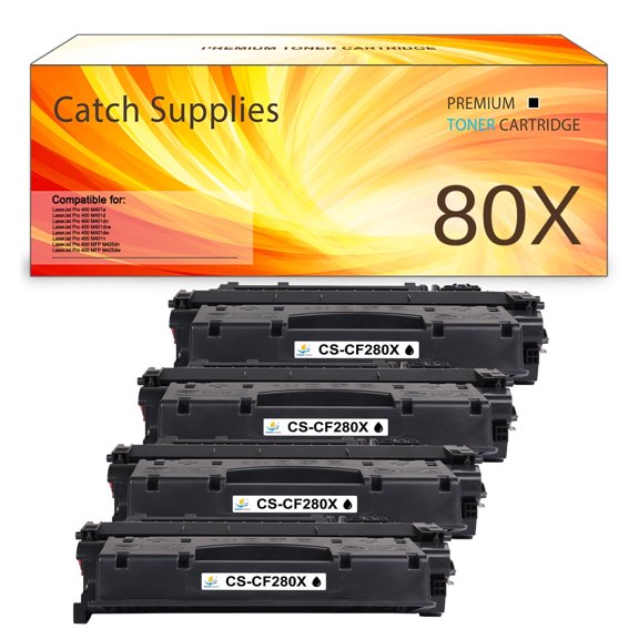 80X | CF280X High Yield Black Toner Cartridge CF280XD Compatible for 80X CF280X 80A CF280A Pro 400 M401n M401dn MFP M425dn M401dw M401dne M401A M401D Printer Ink (4-Pack)