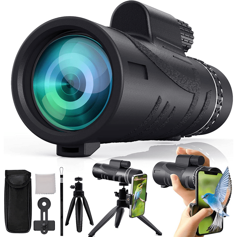 80X100 Monocular Telescope, High Power Monoculars for Adults, BAK-4 Prism &  FMC Lens Monocular Telescope for Smartphone, Low Night Vision Monoculars  for Bird Watching Wildlife Hunting Camping Travel 