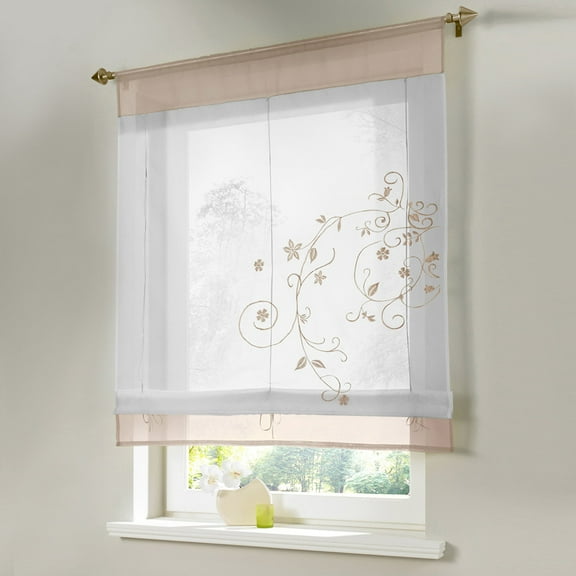 80X120cm Roman Shades for Windows, Thermal Insulated Window Roman Blinds Embroidery Short Shade Room Window Curtain