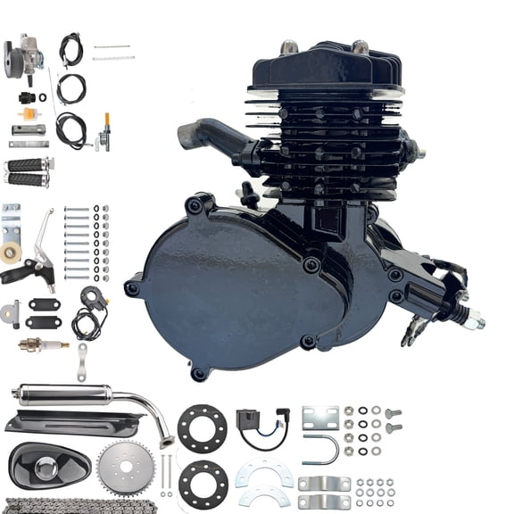 80cc 2-Stroke Bicycle Engine Kit, Motorized Bike Motor Conversion Kit, Fit for 26" 27" 28" Bikes, Black Gas Motor Engine Set