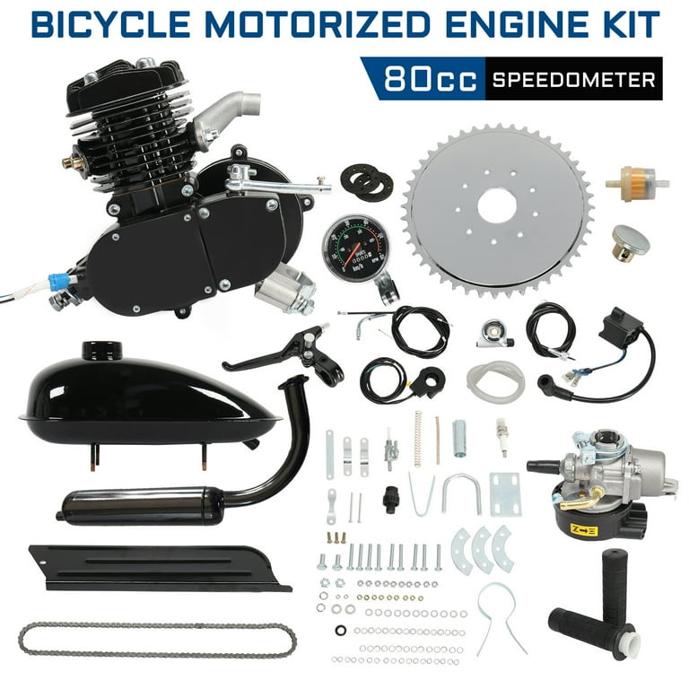 80cc Motorized Bicycle Engine Kit 2.20kW Power 6000r min Max Speed 38km h Top Speed with Speedometer Black Walmart