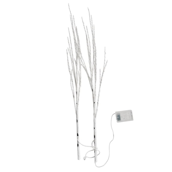 80cm Lighted Birch Branches with 50 LED and Timer Function 2 Piece Artificial Twig Lights for Indoor Seasonal Decoration
