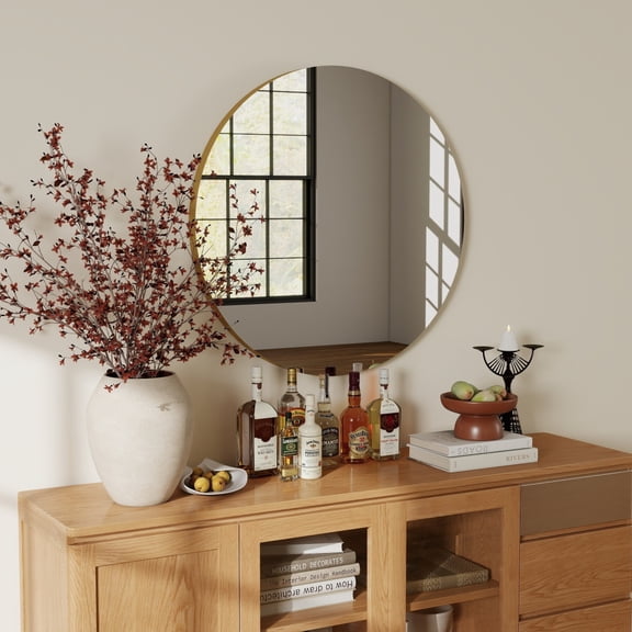 80cm bathroom mirror, round mirror, wall mount, Premium Materials for Durable Performance