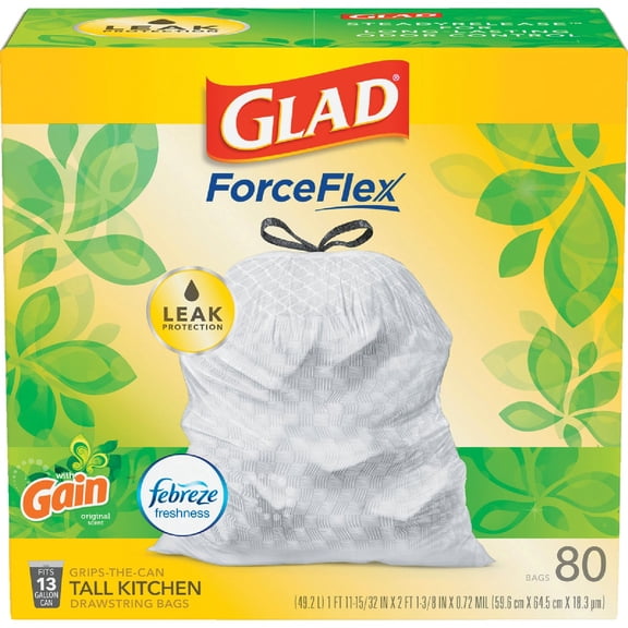 Clorox Trash Bags Odor Control Fresh Scent Drawstring - 80 Count, 13 g Bag, White  Residential Use, Standard Application