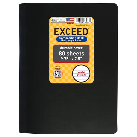 80ct Black Exceed Composition Book, WR 9.75 x 7.5