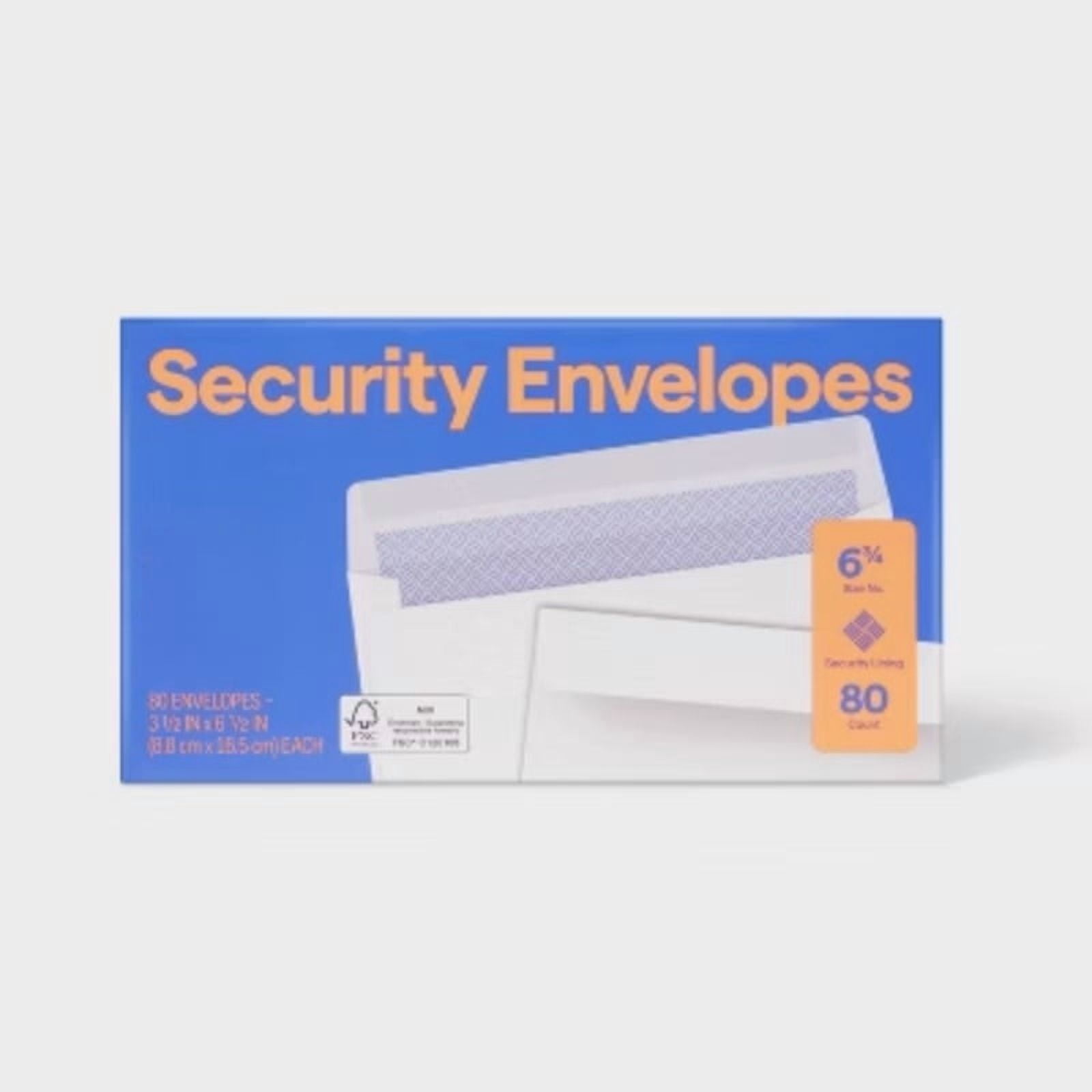 80ct Security Envelopes White - Walmart.com